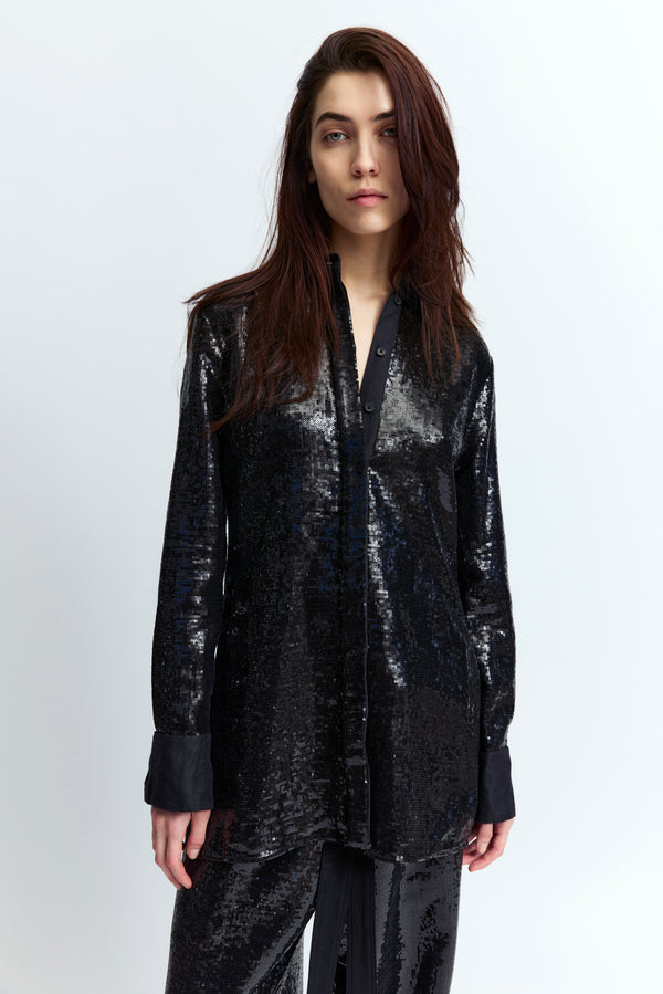 Marley Shirt in Linen Sequin