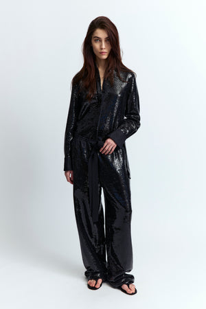 Marley Shirt in Linen Sequin