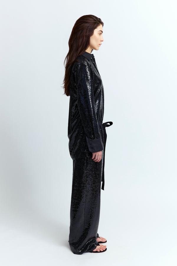 Marley Shirt in Linen Sequin