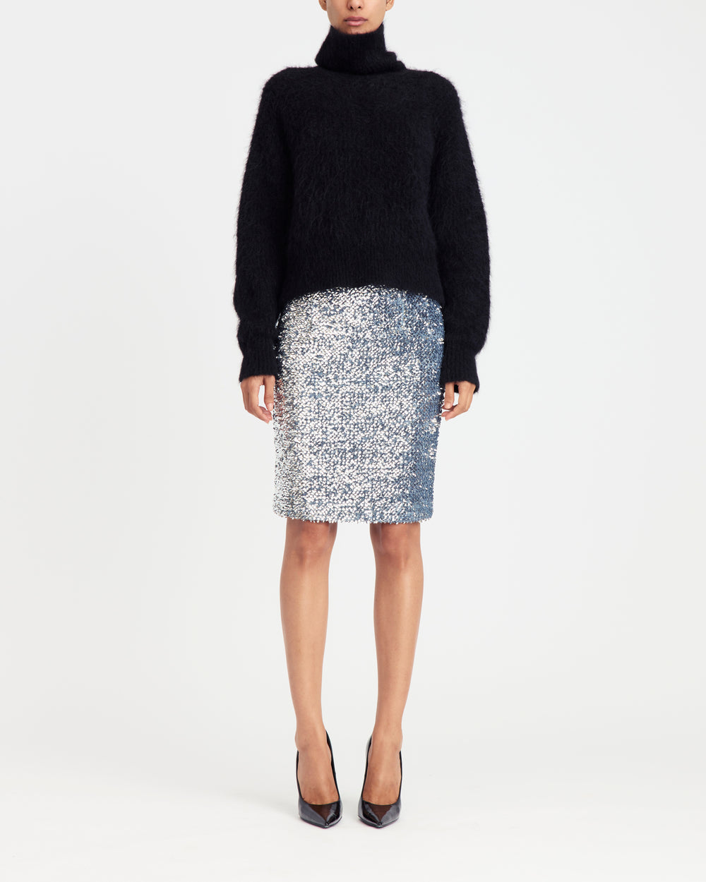 Delta Midi Skirt in Textured Sequin