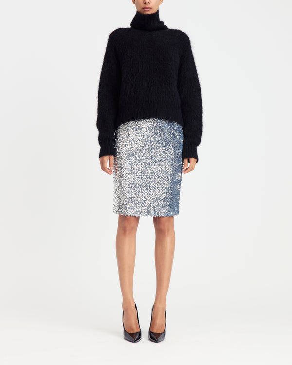 Delta Midi Skirt in Textured Sequin