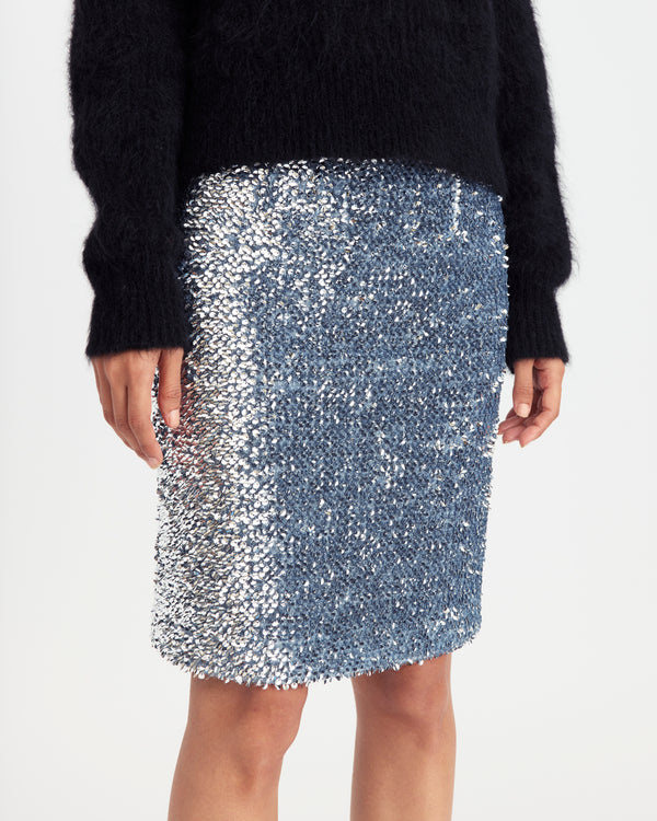 Delta Midi Skirt in Textured Sequin