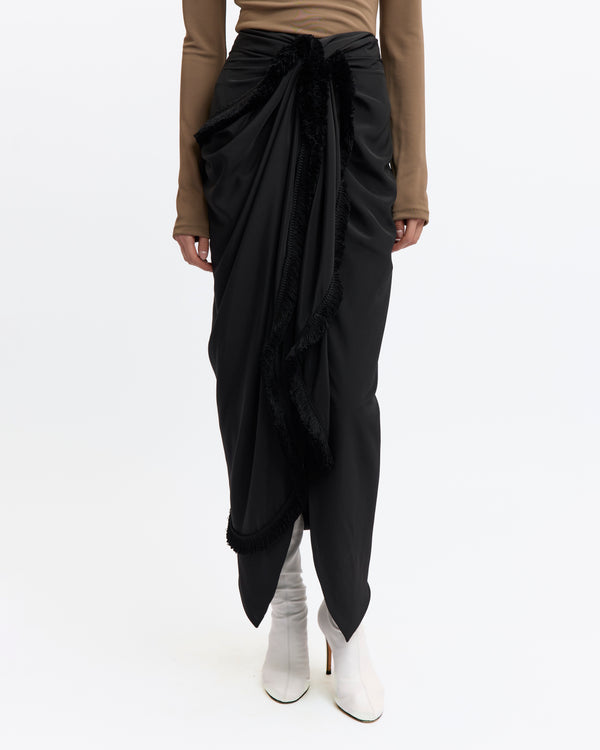 Tanaro Midi Skirt in Flat Satin