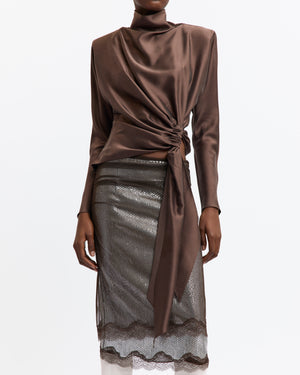 Hedda Midi Skirt in Sequin/Mesh