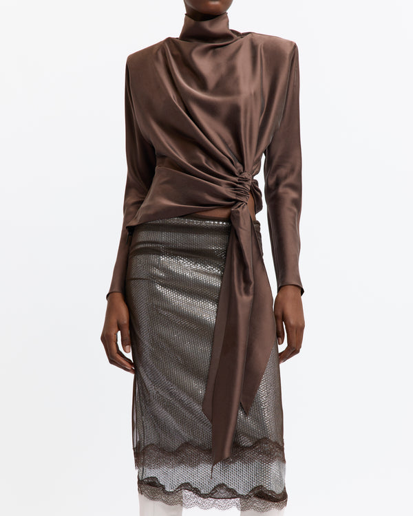 Hedda Midi Skirt in Sequin/Mesh