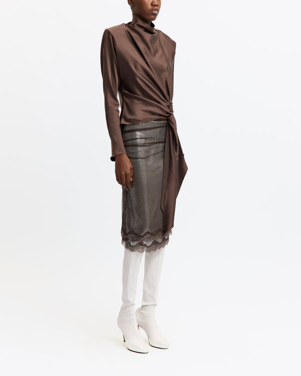Hedda Midi Skirt in Sequin/Mesh