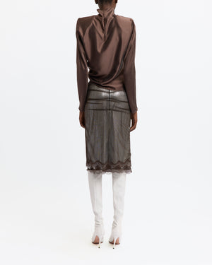 Hedda Midi Skirt in Sequin/Mesh