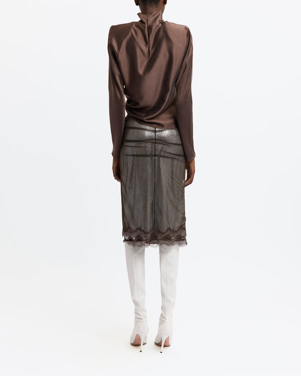 Hedda Midi Skirt in Sequin/Mesh