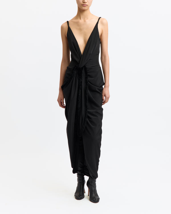 Wye Midi Dress in Flat Satin