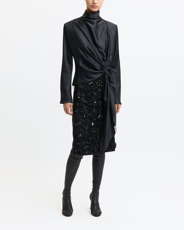 Fortuna Midi Skirt in Silk & Embroidery