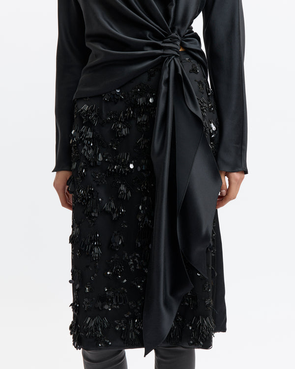 Fortuna Midi Skirt in Silk & Embroidery