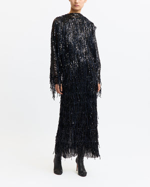 Dia Midi Skirt in Fringe Sequin