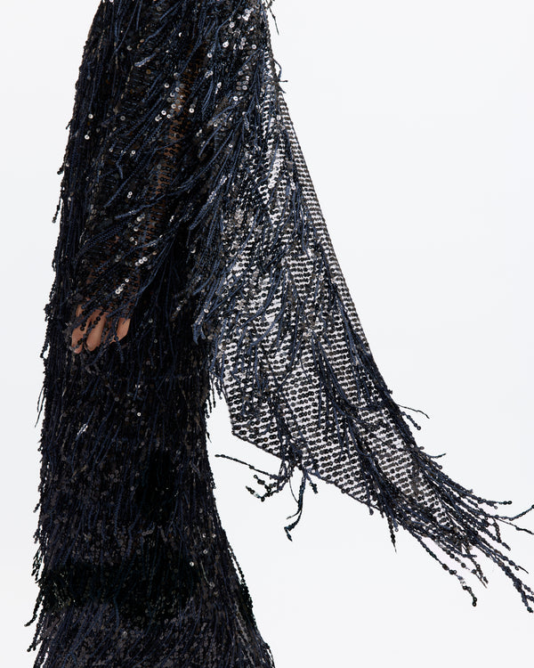 Dia Midi Skirt in Fringe Sequin