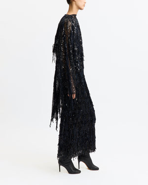 Dia Midi Skirt in Fringe Sequin