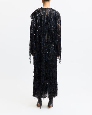 Dia Midi Skirt in Fringe Sequin