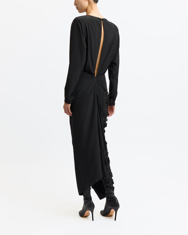 Idina Midi Dress in Satin / Embroidery