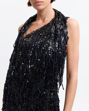 Roia Mini Dress in Fringe Sequin