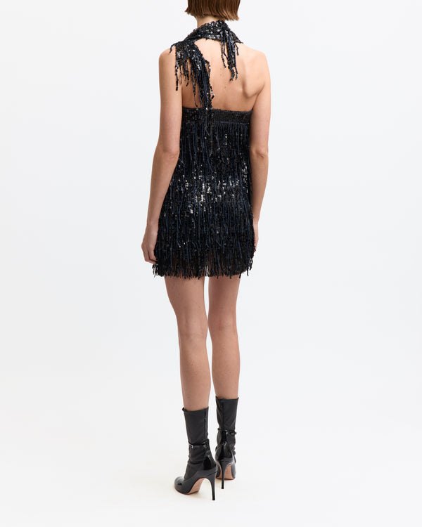 Roia Mini Dress in Fringe Sequin