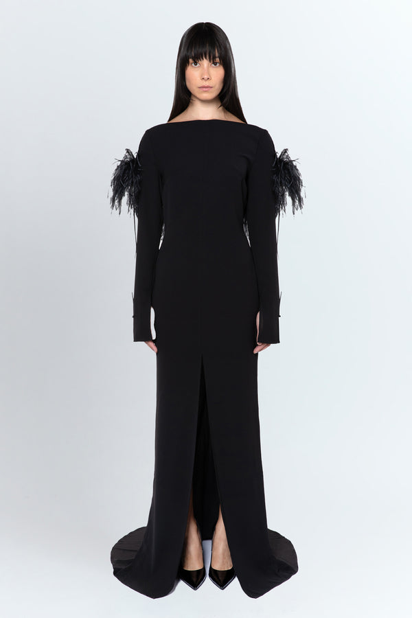 Callio Gown in Black Crepe