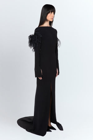 Callio Gown in Black Crepe