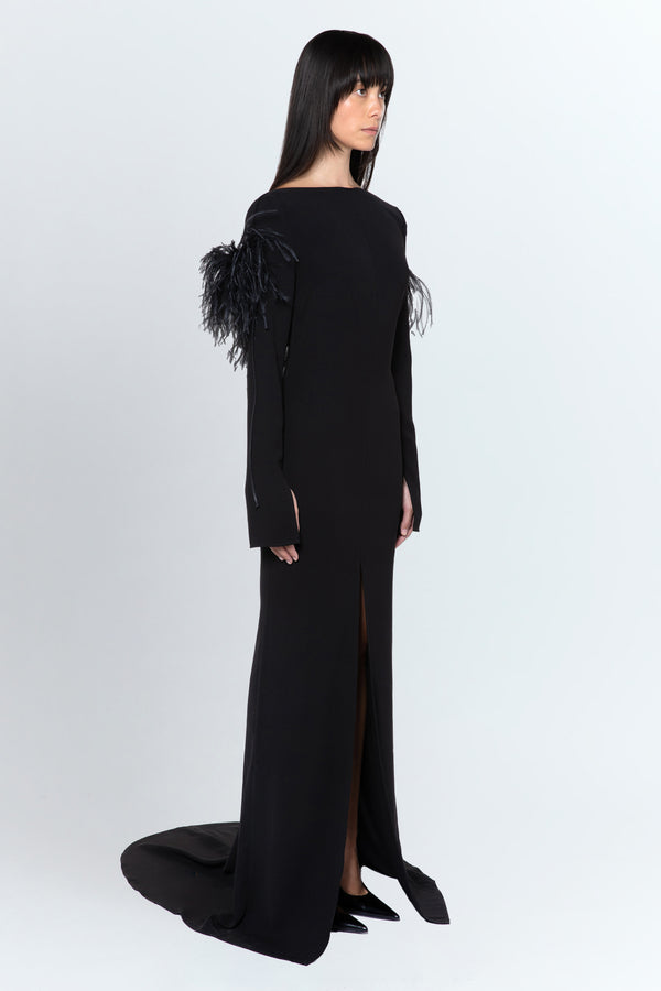 Callio Gown in Black Crepe