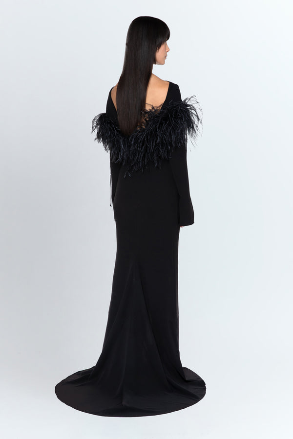 Callio Gown in Black Crepe