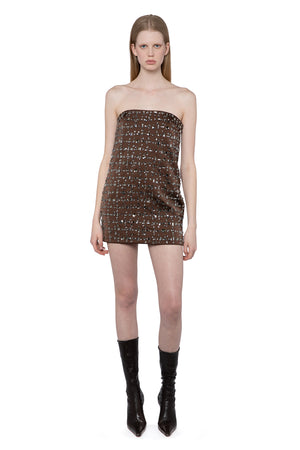 Blaise Mini Dress In Chocolate Brown Crystal Check