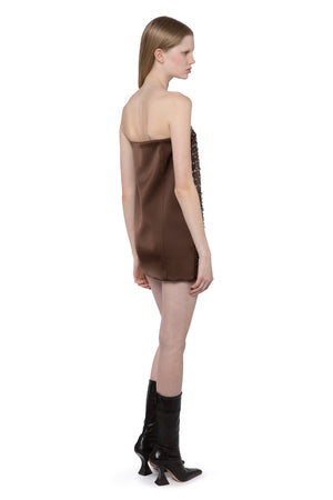 Blaise Mini Dress In Chocolate Brown Crystal Check