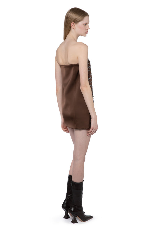 Blaise Mini Dress In Chocolate Brown Crystal Check