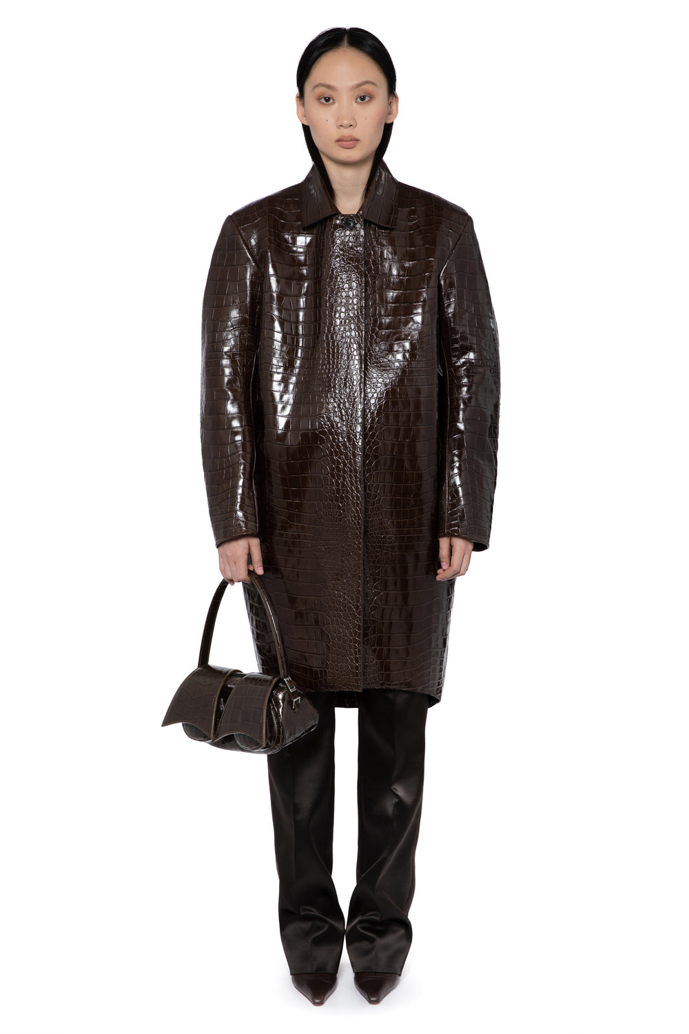 Rand Coat In Embossed Bitter Chocolate
