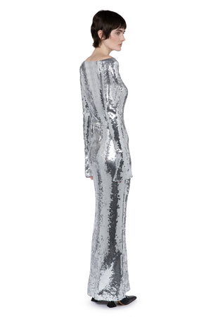 Solare Midi Dress In Chrome Sequin
