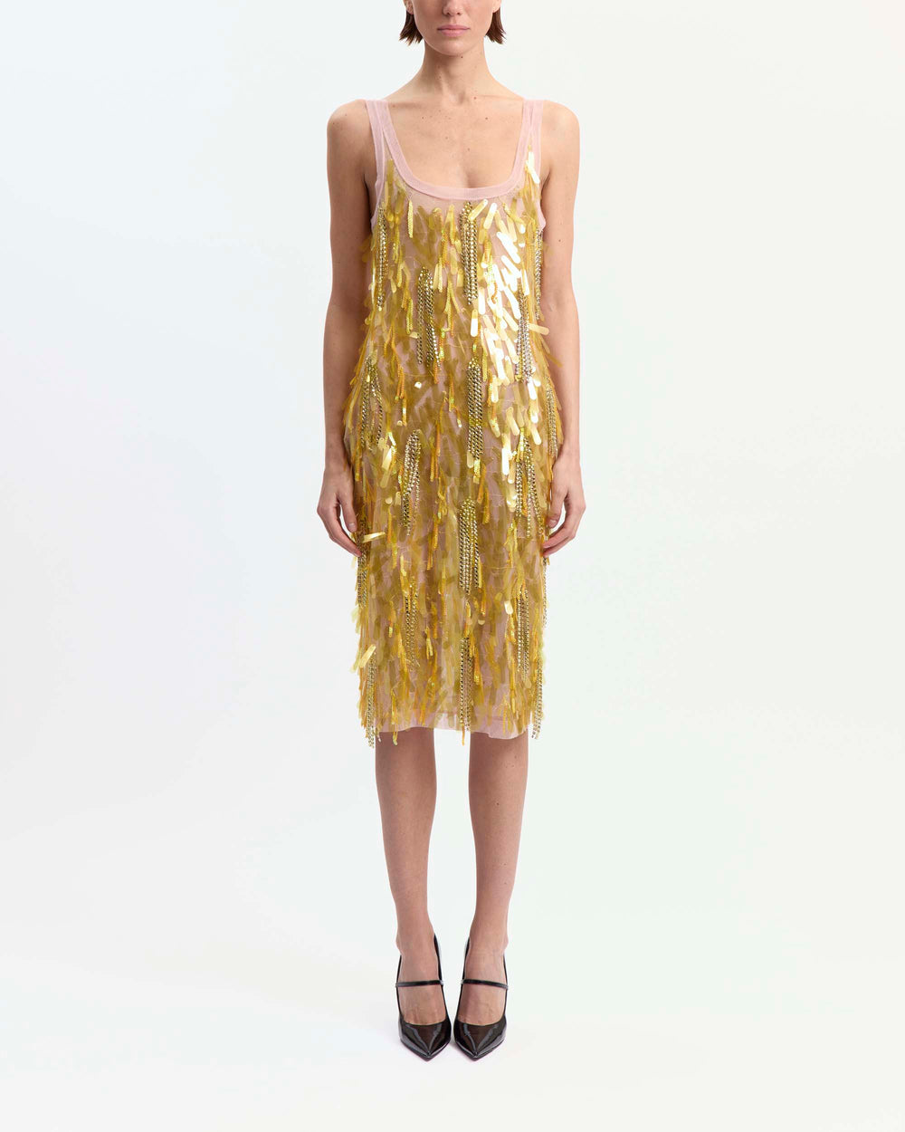 Shani Midi Dress in Embroidered Tulle