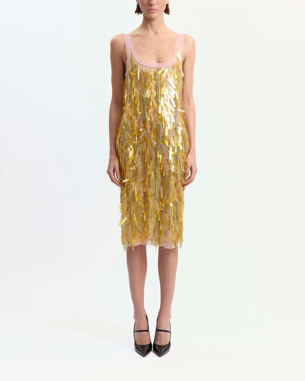 Shani Midi Dress in Embroidered Tulle