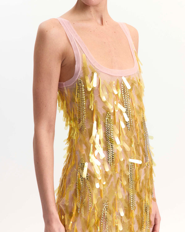 Shani Midi Dress in Embroidered Tulle