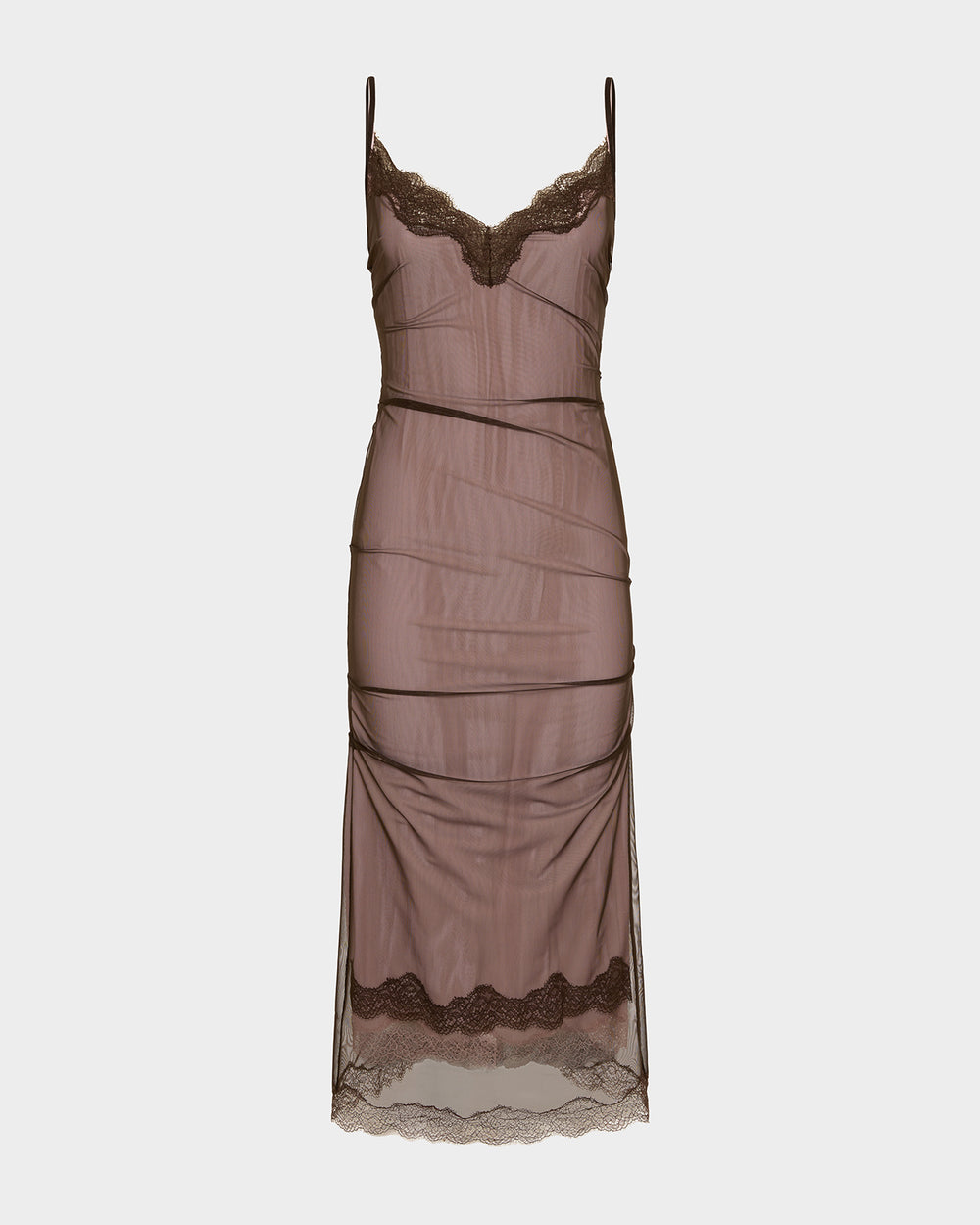 Andrea Midi Dress in Satin & Mesh