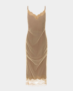 Andrea Midi Dress in Satin & Mesh
