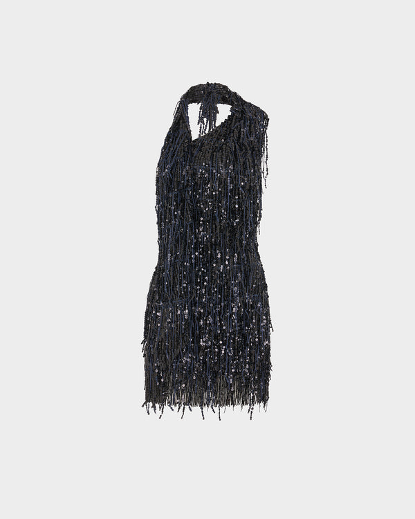 Roia Mini Dress in Fringe Sequin