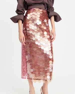 Dia Midi Skirt in Large Sequin