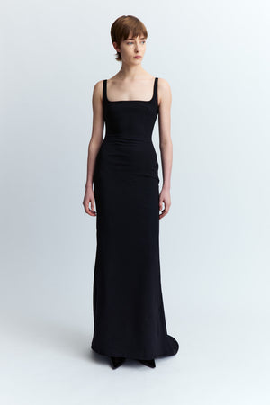 Electra Gown in Nero Crepe