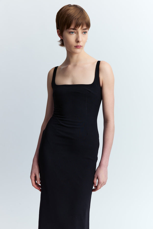 Electra Gown in Nero Crepe