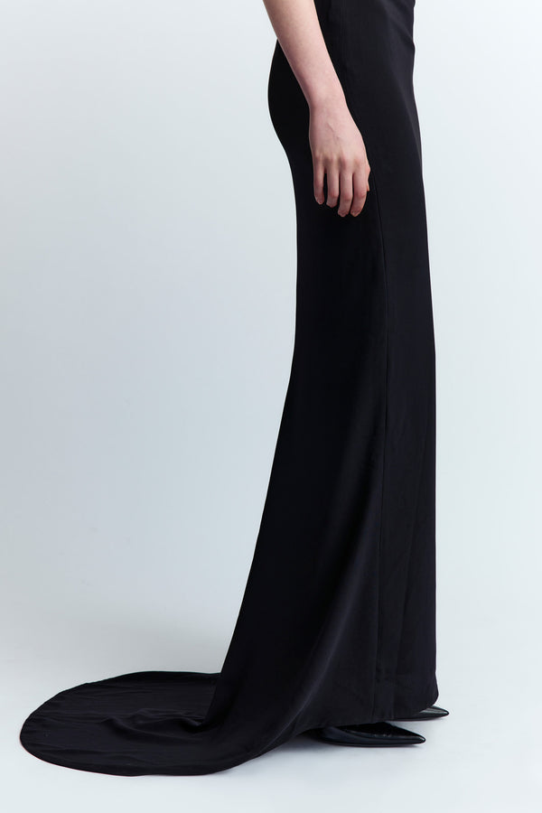 Electra Gown in Nero Crepe