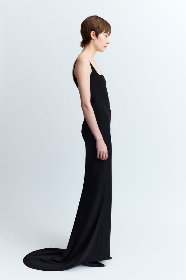 Electra Gown in Nero Crepe