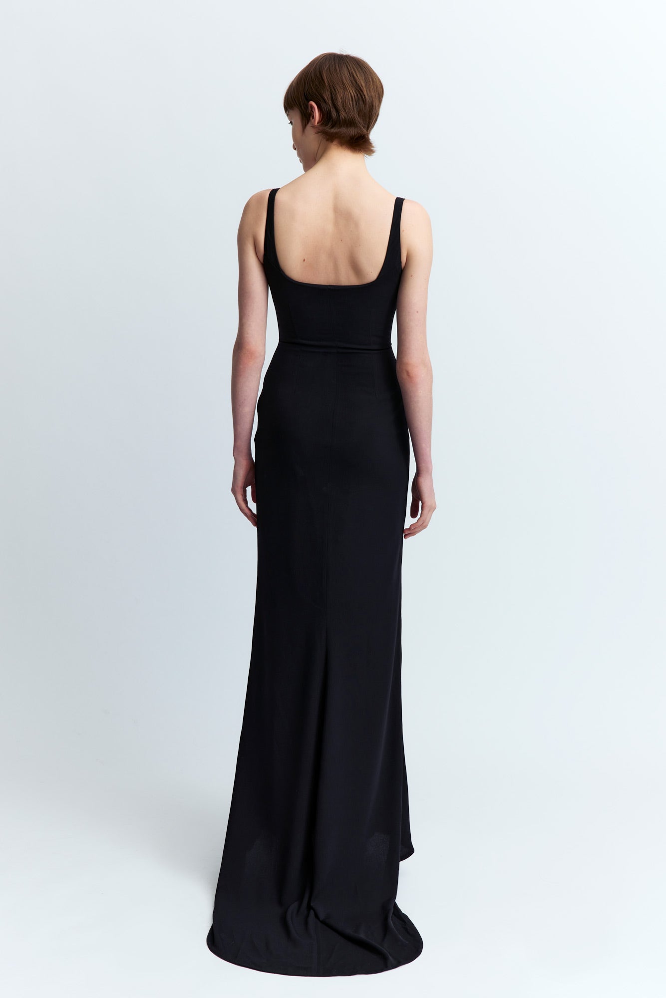 Electra Gown in Nero Crepe