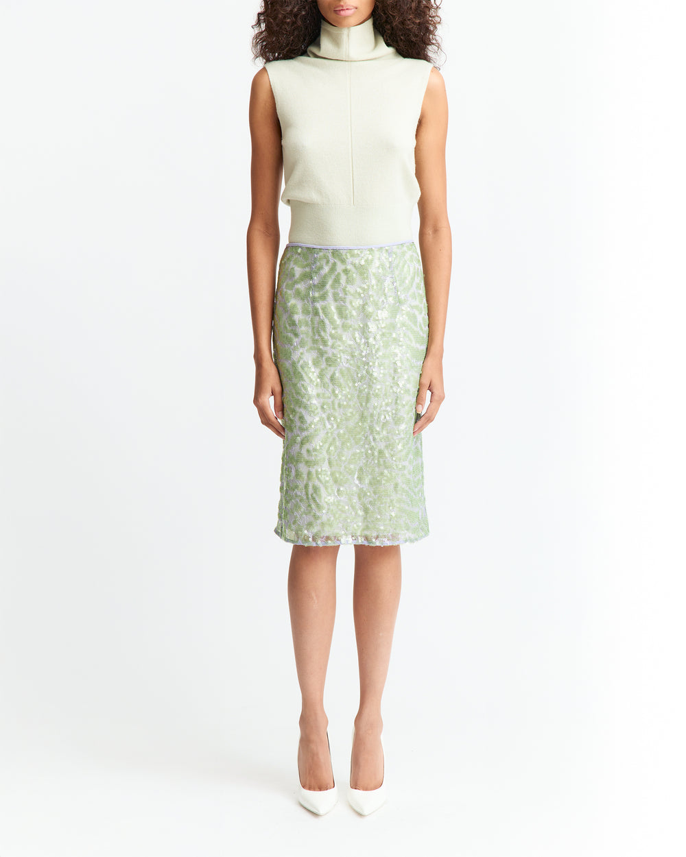 Elice Midi Skirt in Lace Sequin