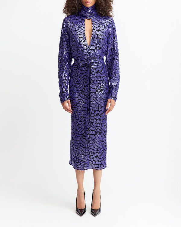 Epole Midi Dress in Lace Sequin