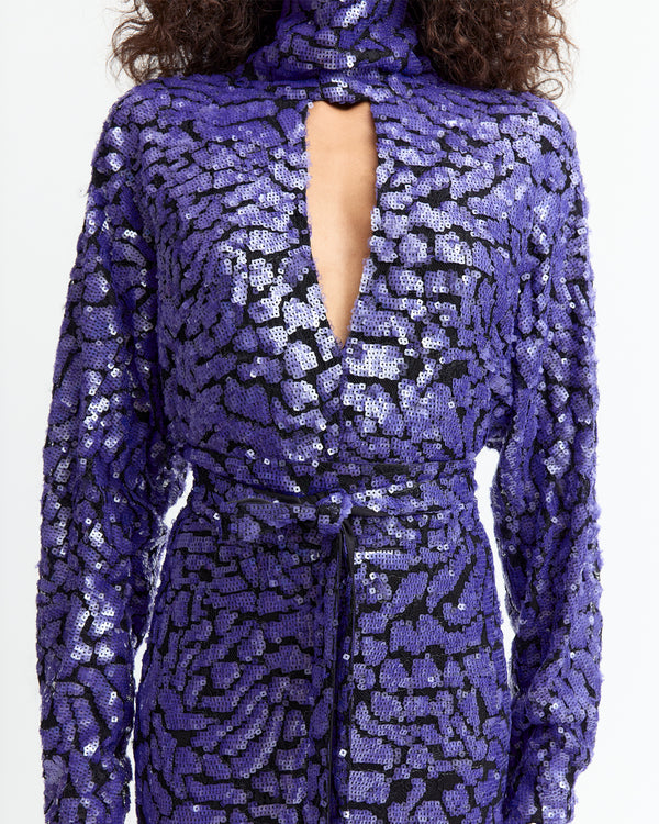 Epole Midi Dress in Lace Sequin