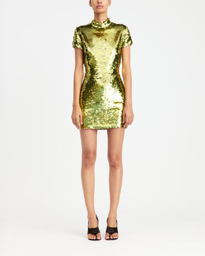 Iona Mini Dress in Square Sequin