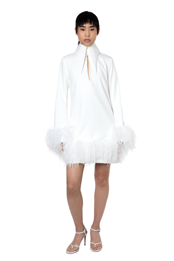Michelle Mini Dress In White Crepe