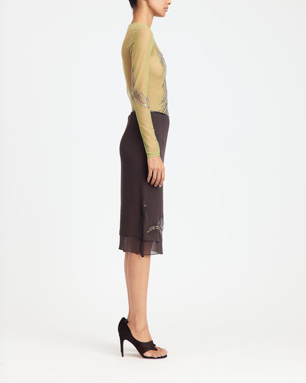 Merrow Midi Skirt in Chiffon