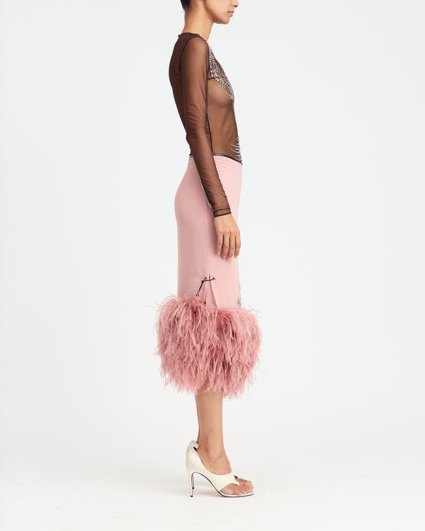 Merrow Midi Skirt in Feather and Chiffon